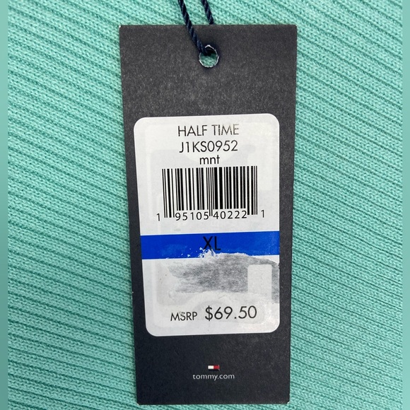 Tommy Hilfiger Cotton Puff-Sleeve Sweater Mint XL New - Picture 2 of 8